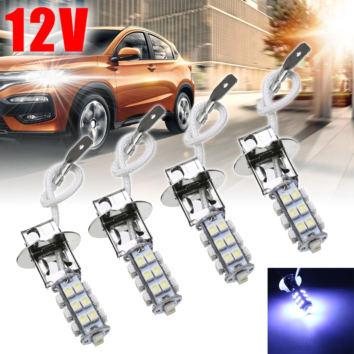 

Car Light Source 4pcs H3 2835 LED Car Fog Light 6000K White 12V Auto Driving Light Lamp Bulb for Car Truck