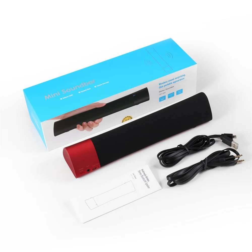 

Mini Wireless Stereo Bluetooth Speaker Soundbar Compact Portable Multimedia Bluetooth 4.1 Speaker with 3.5mm Audio Port 3 Colors