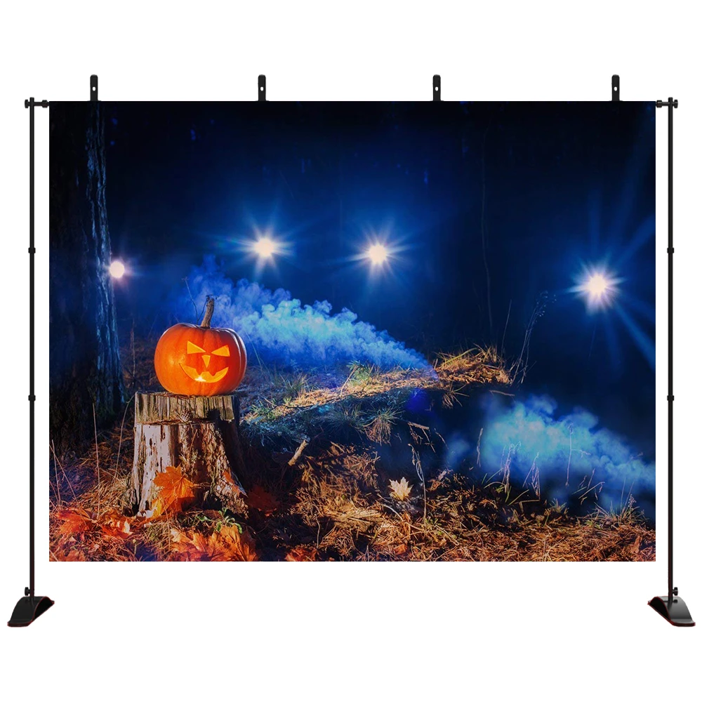 

Halloween Mysterious Smoke Scary Pumpkin Grimace Photography Background Cloth Hallowmas Party Props