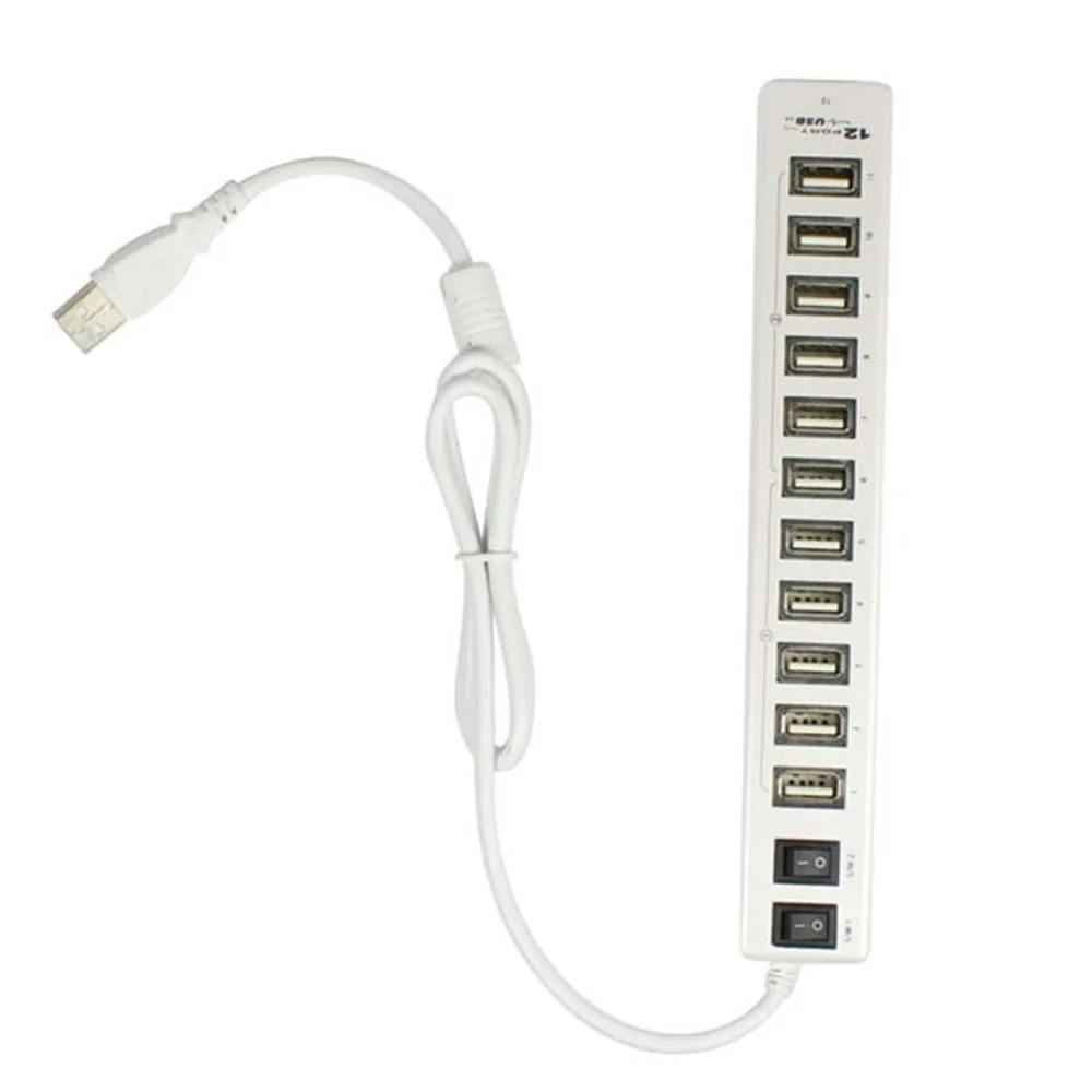 Proble USB 2,0 хаб 12 портов Супер Скоростной USB 2,0 хаб вкл/выкл кнопка включения/выключения с светодиодный направлением для ноутбуков ПК ноутбуков для Mac