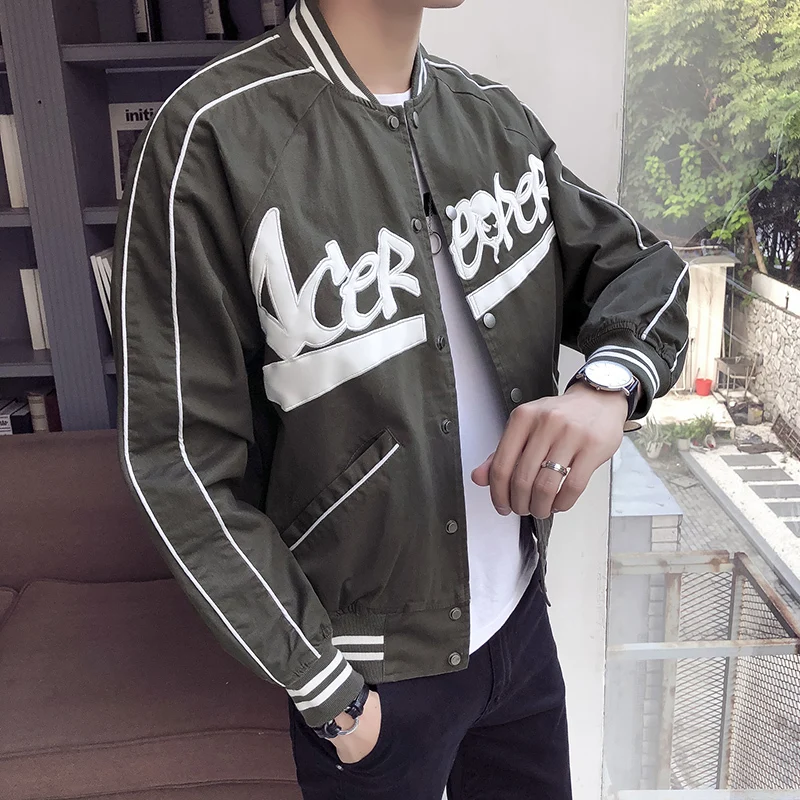 

Men's Jacket Spring New Fashion streetwear Casual Trend Handsome Clothes Youth Baseball Uniform Student Slim Coat Free
