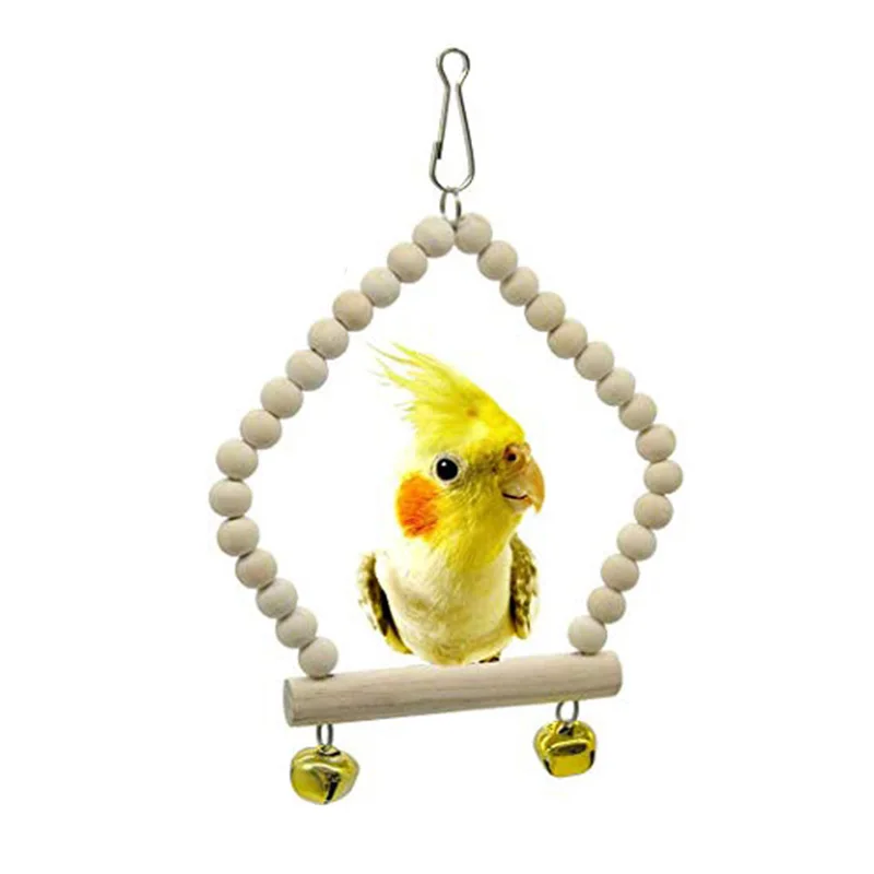 8 Pcs Set Bird Parrot Swing Chewing Toys-Natural Wood Bird Climbing Hanging Cage Toys Suitable for Small Parakeets Cockatiels Co