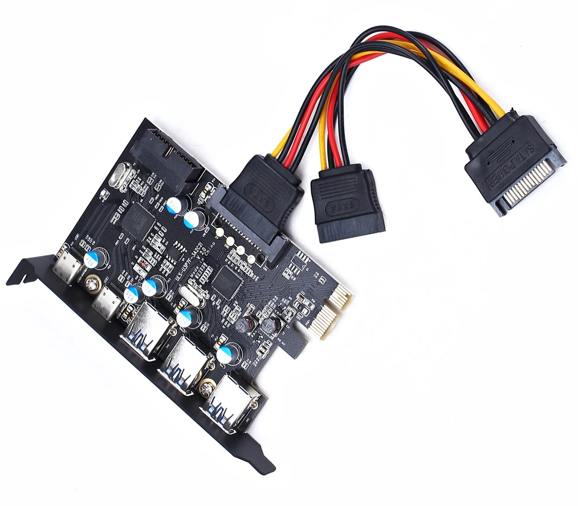Uls Pci E Usb 3 0 Card 5 Port 2 Type C 3 Type A Expansion Card With Internal pin Connector For Window 7 8 10 Xp Vista Add On Cards Aliexpress