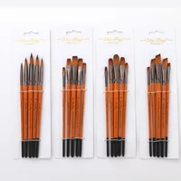 5pcs Set di pennelli per artisti capelli in Nylon di alta qualità manico in legno nero acquerello acrilico pennello ad olio pittura forniture d'arte