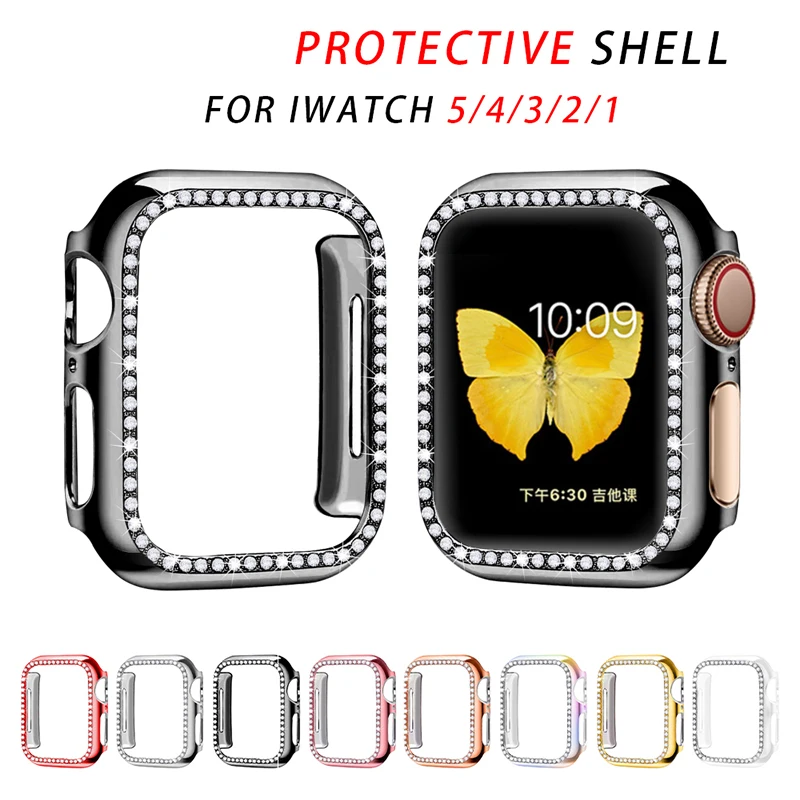 Чехол-бампер с алмазами Защитный чехол для Apple Watch серии 5 4 3 2 1 38 мм 42 Чехлы