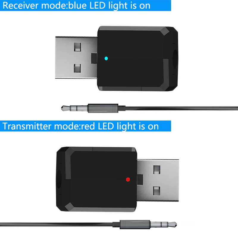 Bluetooth 5.0 Audio Transmitter Receiver Mini USB 3.5mm AUX Jack Stereo Music Wireless Bluetooth Adapter For TV PC Car Speaker