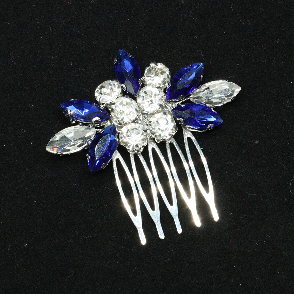 Women Rhinestone Hair Comb Silver Casual Hair Clip Emerald Green Jewelry Elegant Tiara Wedding Bridal Accessories