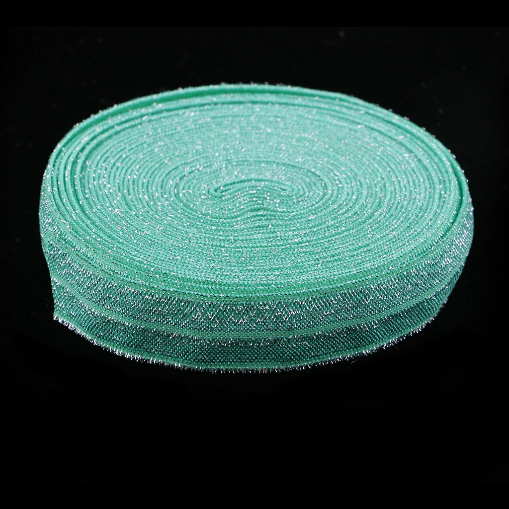 5 Yards 1.5 cm Wide, Nylon Sewing Glitter Fold Over Elastic Stretch Trim Elastic Ribbon for Headband Clothes Dress Decoration