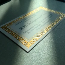 High quality 200pcs/lot embossed gold foil business card print letterpress free shipping