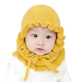 

Infant Lotus Bucket Hats Meticulous Weaving Good Warmth Retention 3M-2Y Baby Kids Girls Solid Beanie Knitted Caps