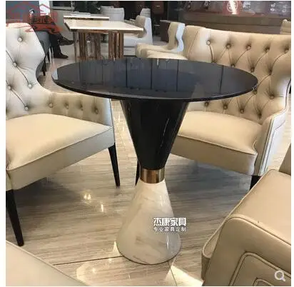 

Brass, stainless steel corner, marble edge, coffee shop table, round table, sofa edge, Nordic creative round table