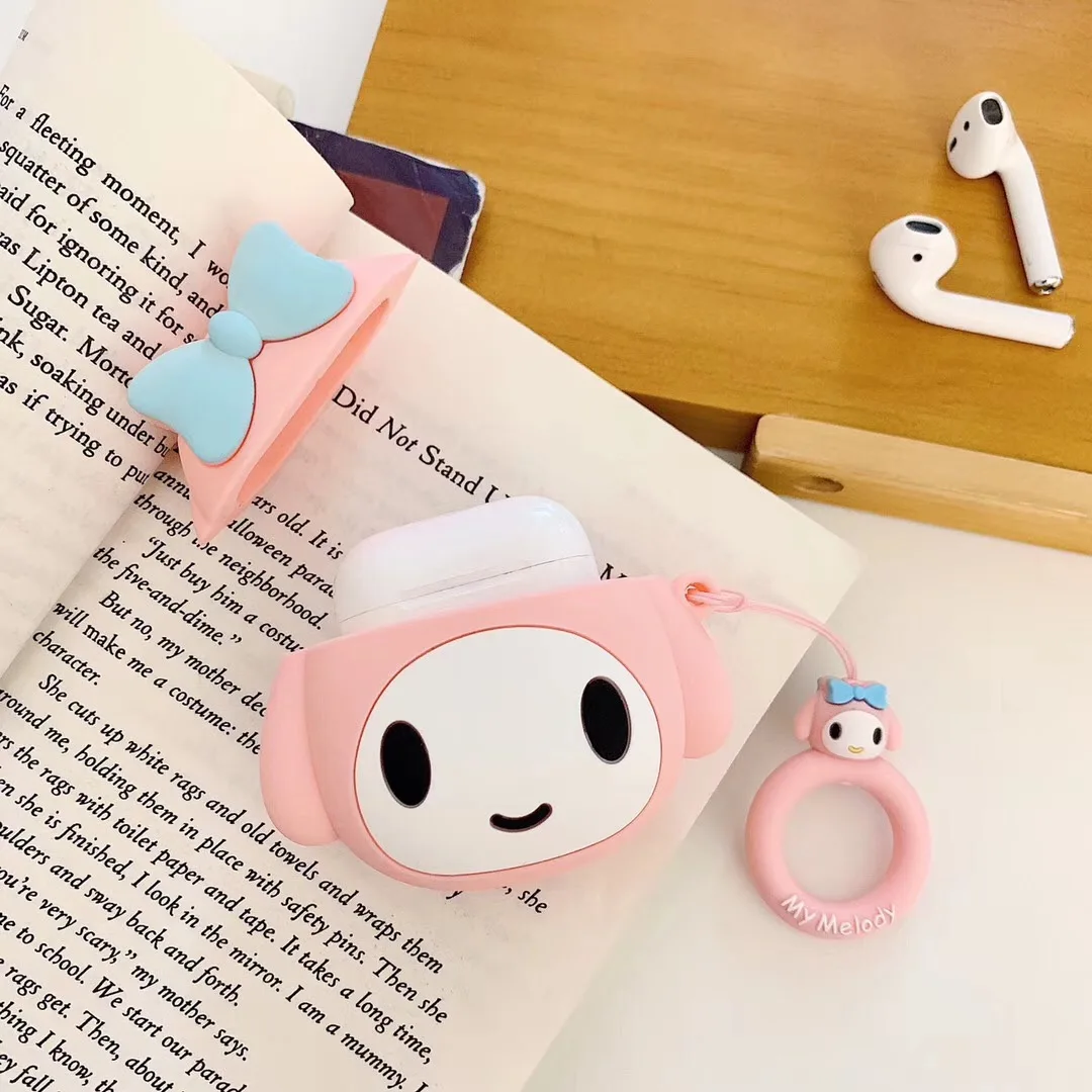 GOOYIYO-силиконовый чехол для Airpods 1 2 наушники, наушники, зарядная коробка, мягкий чехол, Мультяшные милые Airpods, аксессуар, подарочное кольцо