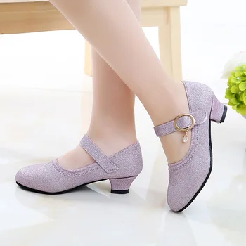 

Party Shoes For Girls High Heel Autumn 2020 New Fashion Princess Children Leather Shoes 3 4 5 6 7 8 9 10 11 12 Year Little Girl