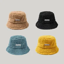 Женская Корейская версия плюшевой бархатной утолщенной рыбацкой шляпы, одноцветная Панама, осенняя и зимняя Ретро теплая шапка, шапка для бассейна