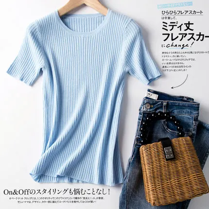 light blue Новинка, осенне-зимние женские свитера высокого качества, Пуловеры с круглым вырезом, Однотонный свитер, вязаные топы, свитер AB003 - Цвет: light blue