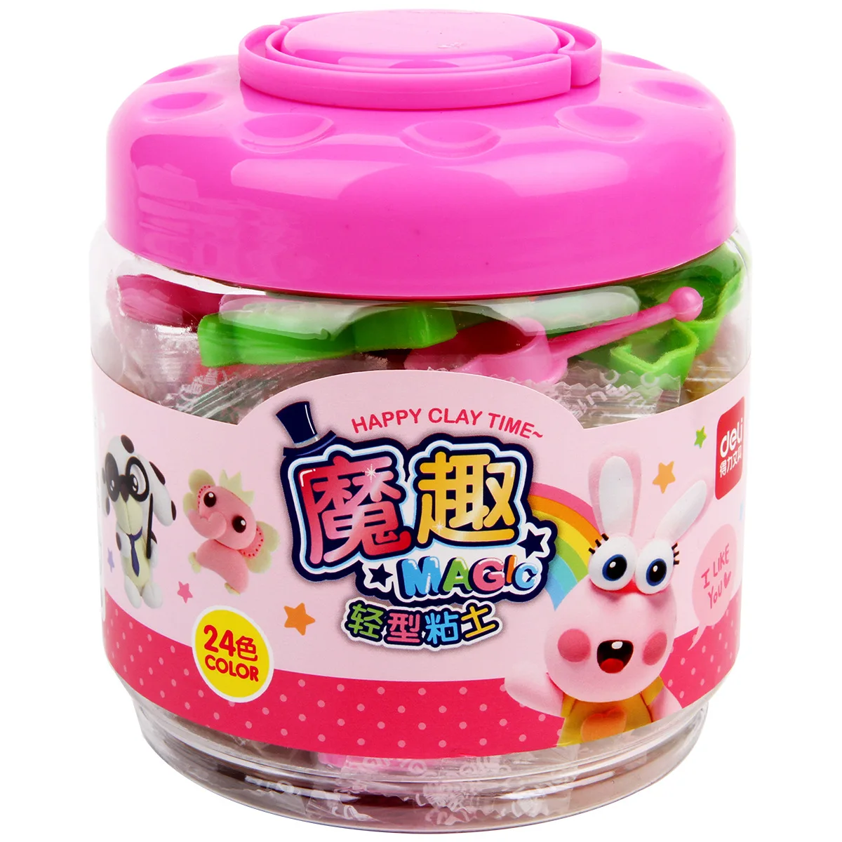 

Deli 6462 Children Packed in Cup Colored Clay Toy Sets Mojo Fun Light Clay 24 Color Plasticene Space Mud