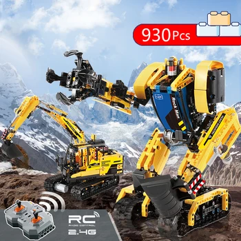 

CaDA 2 in 1 Remote Control Robot RC Excavator Megalithic Intelligent lepining Building Blocks City Technic Toys for Kids