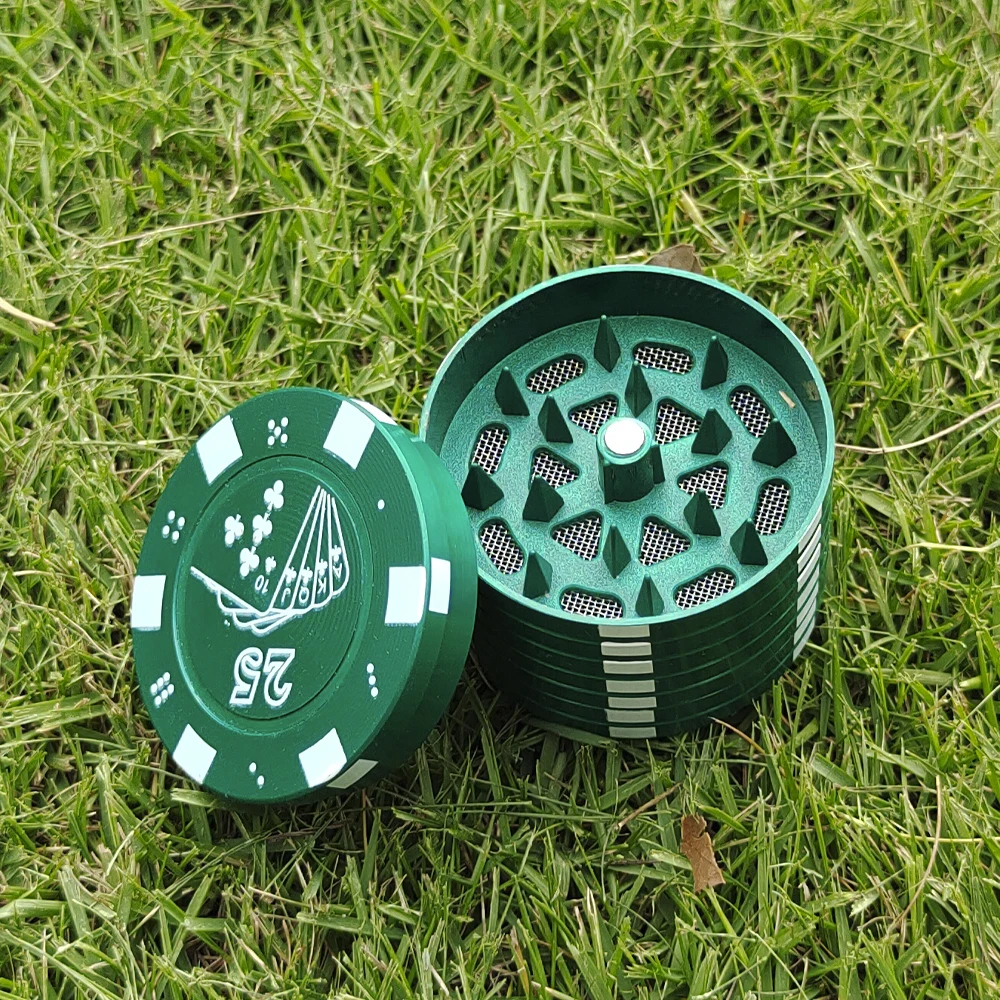 Poker Chip Herb Grinder 42 мм 3 слоя цинковый сплав металла специй измельчитель табака