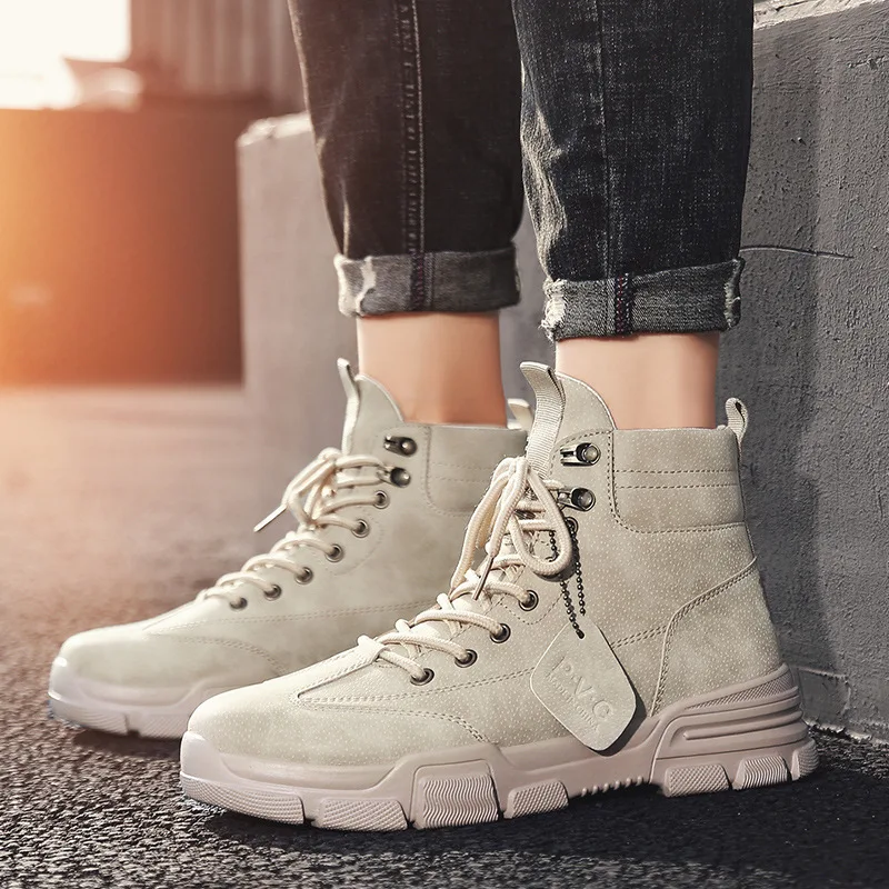 Мужские ботинки martin; сезон осень-зима; высокие кожаные ботинки с шерстяной подкладкой; теплые ботинки-дезерты; Мужская обувь в стиле ретро; нескользящая спортивная обувь для прогулок и походов