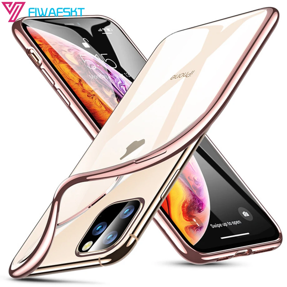 

3D Laser Ultra Thin TPU Soft Case For iPhone 11 Pro Max 11 Pro 5.8 6.1 6.5 2019 Case Silicone Transparent Plating edge Cover