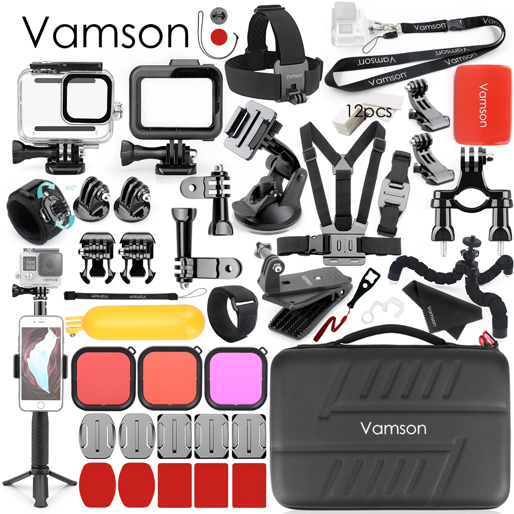 Vamson Accessories Kit For Gopro Waterproof Housing Case For Gopro
