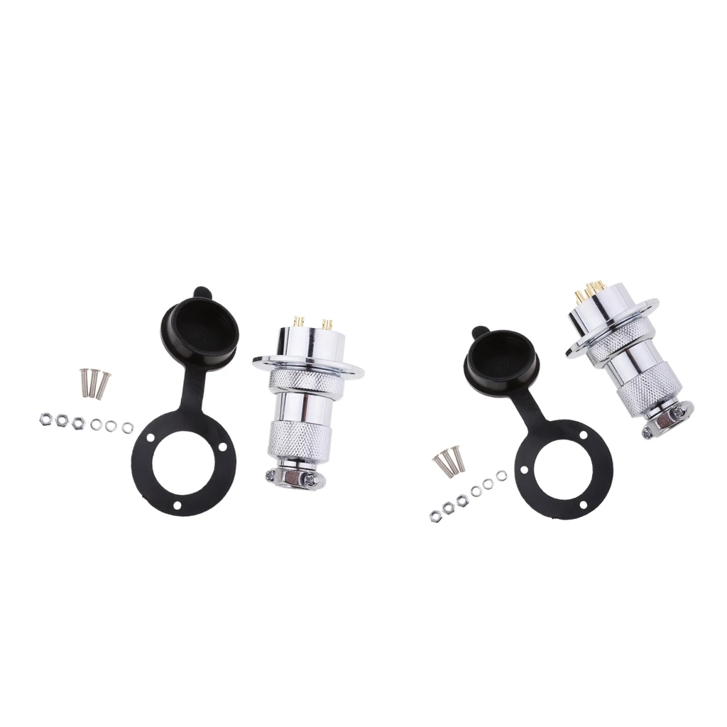 MagiDeal Pair 25mm Waterproof 2+4 Pole 12-24 Volt Deck Plug /Outlet with Cap
