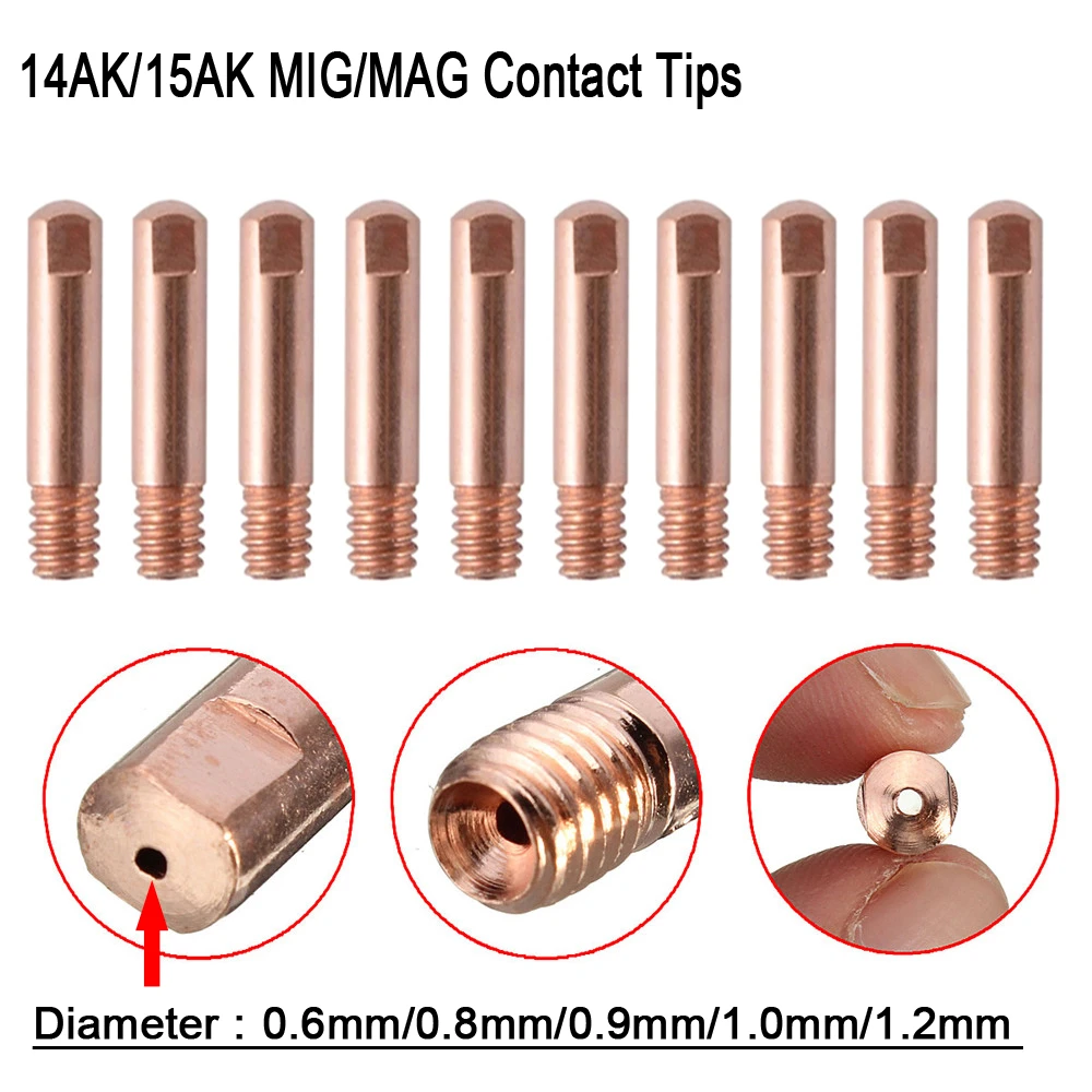 5/10/20 PCS Tip Gas Nozzle MB-15AK 14AK M6*25mm Welding Torch Contact Contact Tip Gas Nozzle 0.6mm/0.8mm/0.9mm/1.0/1.2mm filler rod in welding