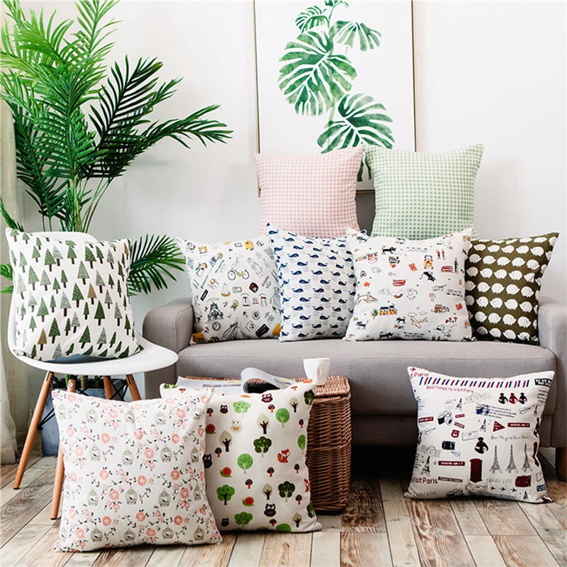 

45*45cm Cushion Cover Sofa Home Pillow Case Cartoon Decorative Chair Seat Throw Pillows Cover Square Bed Living Room Pillowcase