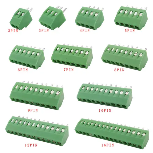 2.54mm/0.1" Pitch PCB Screw Terminal Block Connector 2P 3P 4P 5P 6P 7P 8P 9P 10P 12P 16Pin Terminals 150V 6A for 26-18AWG Cable - Image 4