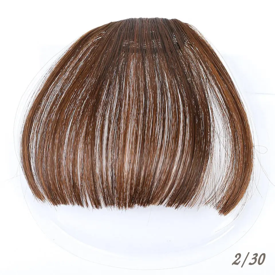 WTB синтетические волосы натуральные короткие воздушные передние челки заколки для волос в бахроме аккуратные черные коричневые передние имитация челок для девочек - Цвет: 2-30