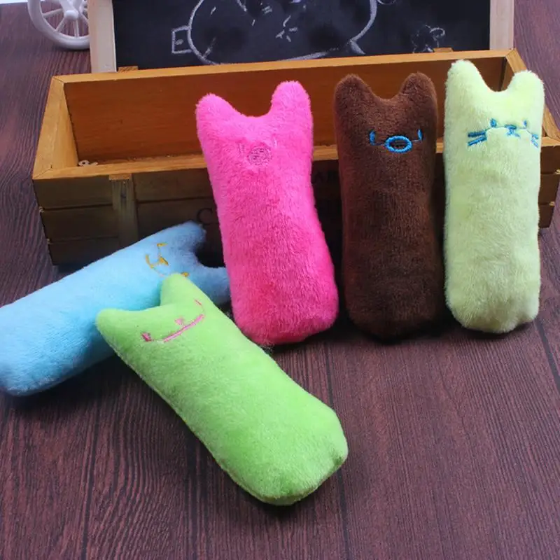 Short Plush Cat Toy Cute Catnip Toy Eco-friendly Durable Pet Cat Chewing Toy Funny Interactive Cat Supply 5 Colors Available