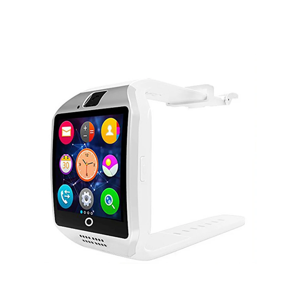 Q18 Bluetooth Смарт часы для мужчин с сенсорным экраном большая батарея поддержка TF sim-карты камера для Android телефон Smartwatch - Цвет: White