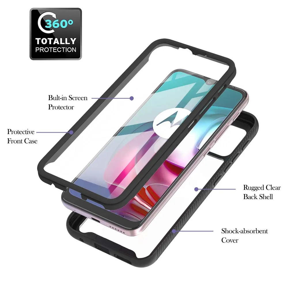 G10 Case Clear Heavy Armor Cover Shockproof Anti-Scratch Full-body Rugged Bumper with Built-in Screen Protector Blue MUTOUREN Compatible with Motorola Moto G30 