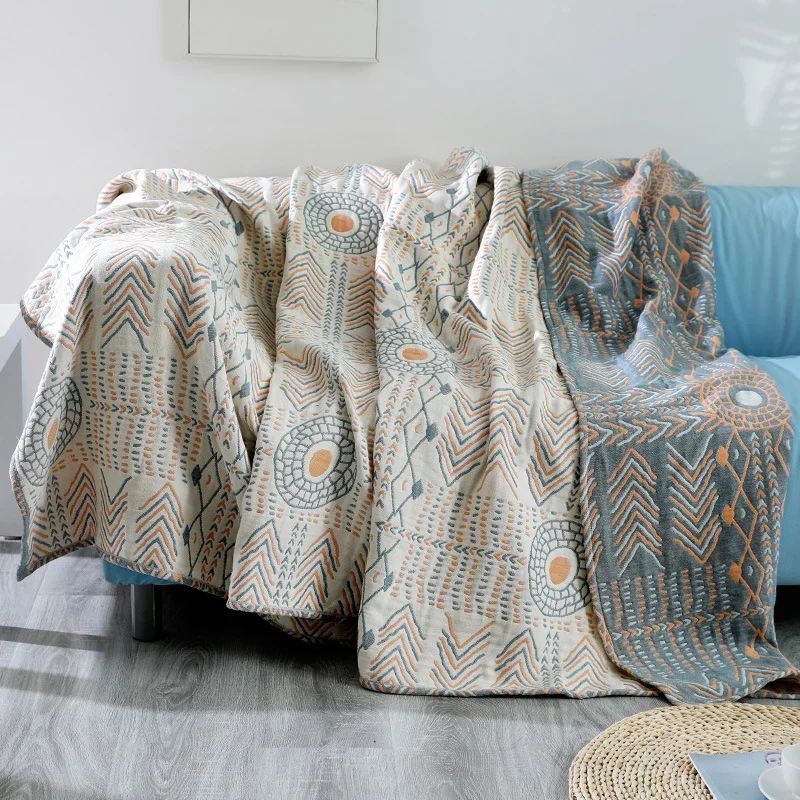 Throw Blanket Muslin Soft Bohemia Large 100%Cotton Bed Sofa Travel Breathable Chic Junwell