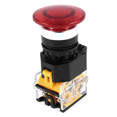 

415V 10A 22mm Threaded Red Mushroom Head DPST Momentary Button Switch