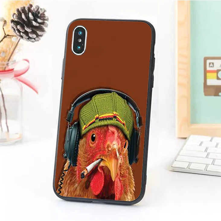 

Bernandez 5 5S SE 6 6S Soft TPU Rubber phone case cover for iPhone 7 8 plus X Xs Max XR Funny Smoking Cock Animal Printed