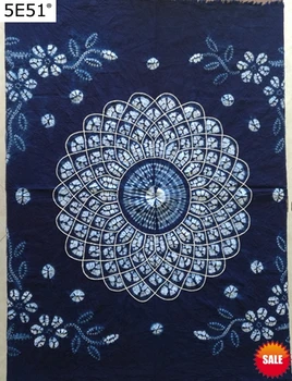

Japanese Bandhani Tie dye traditional blue flower Painting / Handmade Shibori Square Table Cloth / Many Uses Mats pads Cover