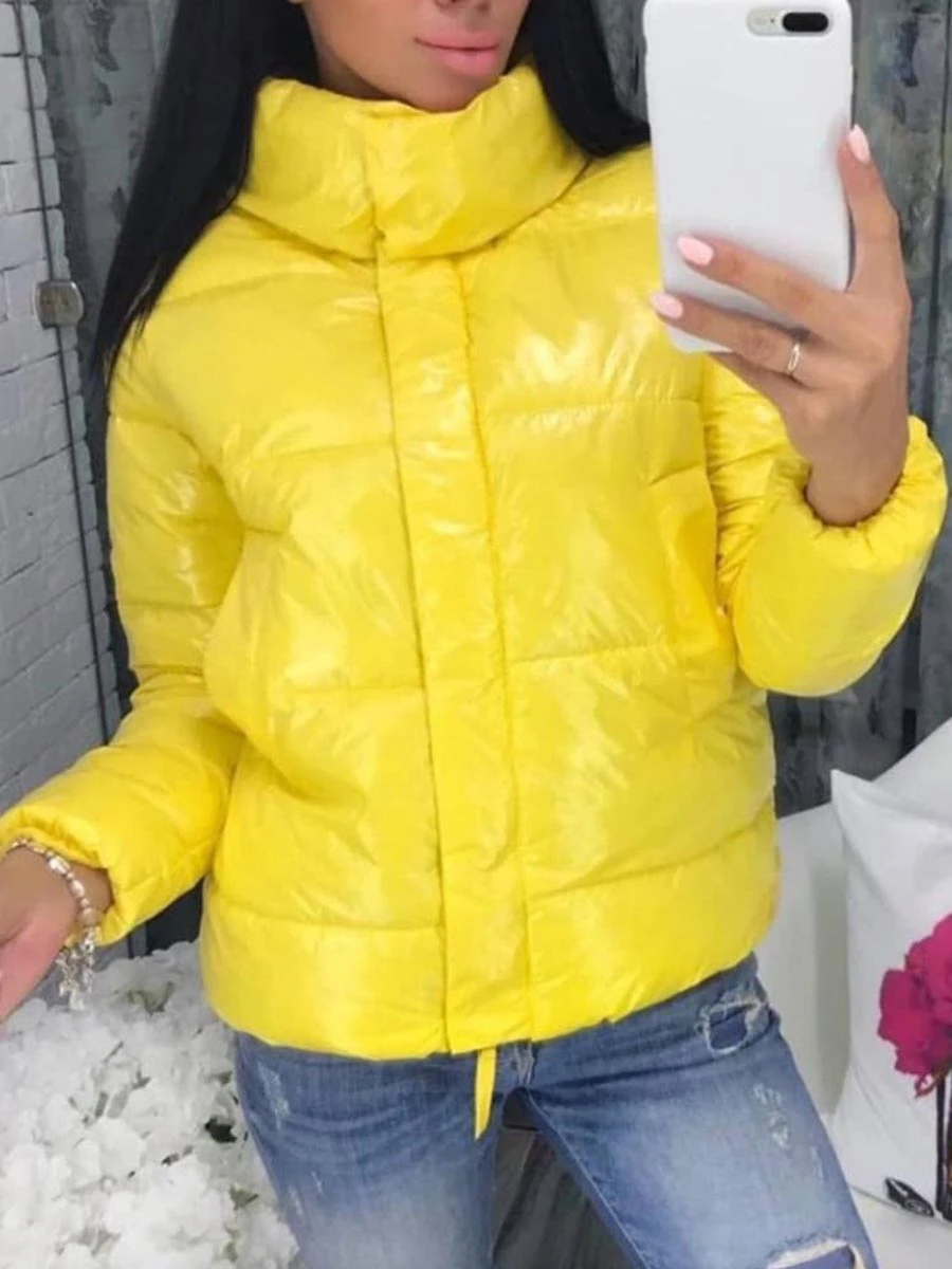 de algodón chaqueta acolchada moda mujer abrigo de invierno cálido amarillo Parkas mujer 2019 de talla grande básica Parka casual prendas de vestir|Parkas| - AliExpress
