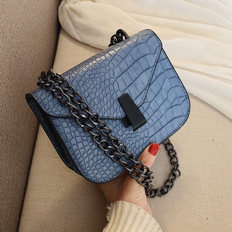 

Stone pattern Square Crossbody Bag 2020 Fashion New Quality Leather Women's Designer Handbag Lock Chain Shoulder Messenger Bag