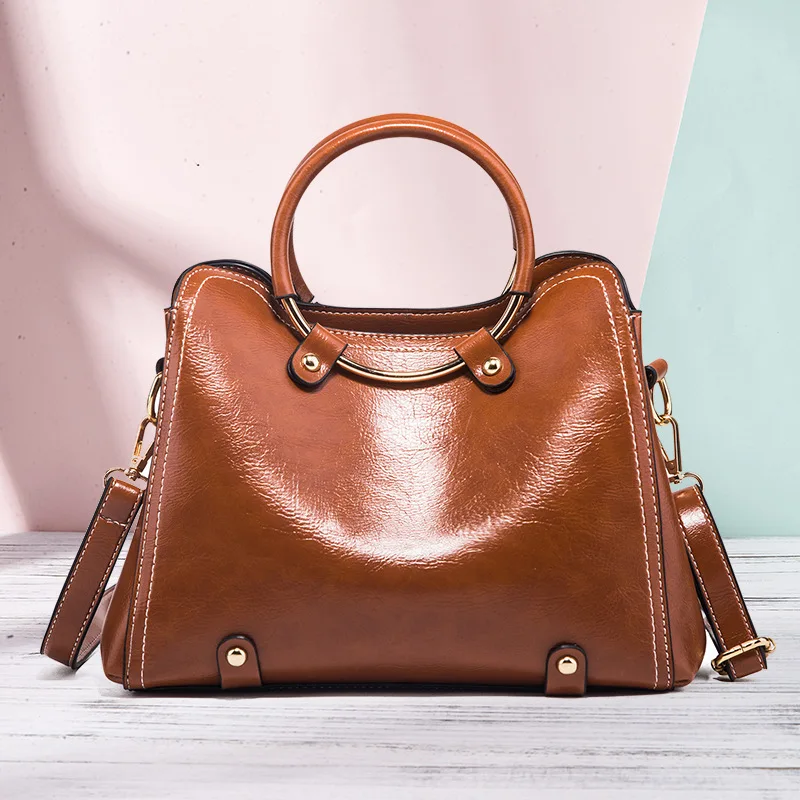 

MAIDINI New Style 2019 Oil Wax Leather Handbag WOMEN'S Bag Shoulder Cross-body WOMEN'S Bag