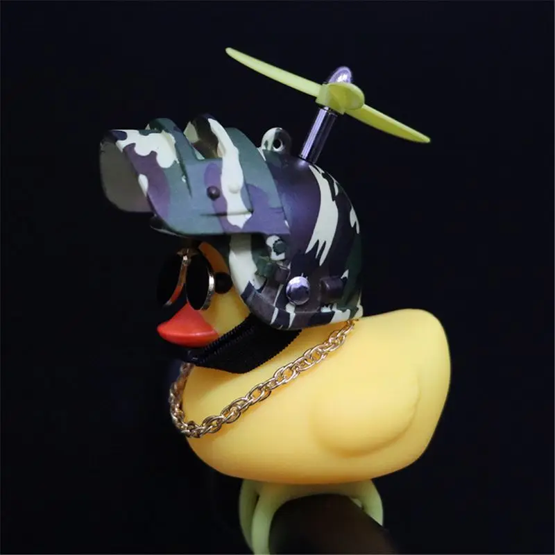 Rubber Duck Toy Car Ornaments Yellow Duck with Propeller Helmet Car Dashboard Decor Squeaking Glowing Duck Toys for Adults Kids 11
