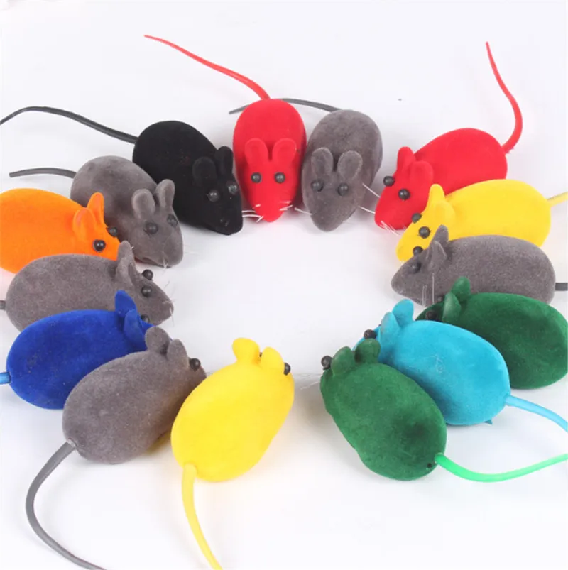 

1PC Cute Cat Toy Flocking Mouse Funny Kitty Toys Sound Plush Rubber Vinyl Mouse Pet Cat Realistic Sound Toys Interactive Toy