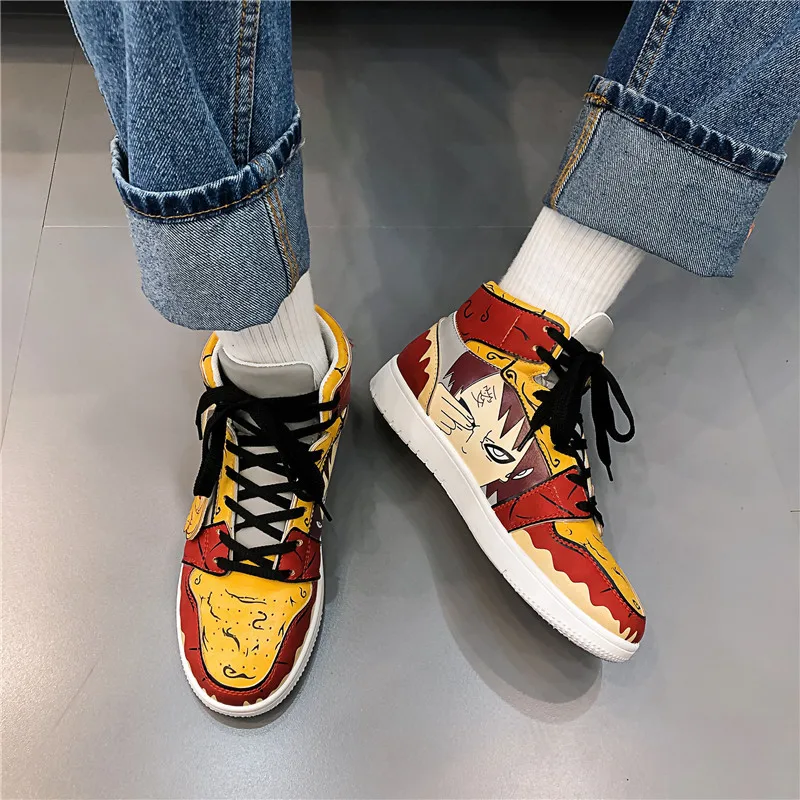 Japan New Fashion Naruto HIP-HOP Breathable Cartoon Mens Canvas Sneakers High Top Vulcanized Shoes Men Canvas Casual Shoes