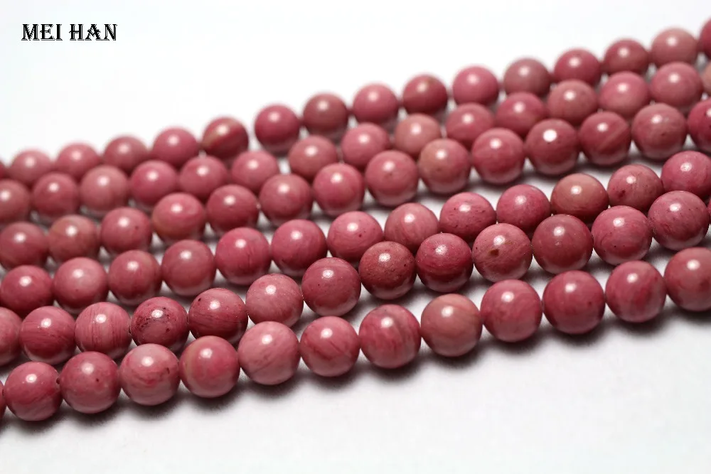 Meihan 8 мм натуральный А+ китайский розовый Родонит Гладкий Круглый камень бусины для изготовления ювелирных изделий Дизайн diy браслет ожерелье