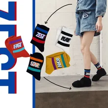 SP&CITY Ins Style Striped Letter Women Socks Contrast Colors Cotton Socks Harajuku Unique Ankle Socks Street Hipster Unisex Sox