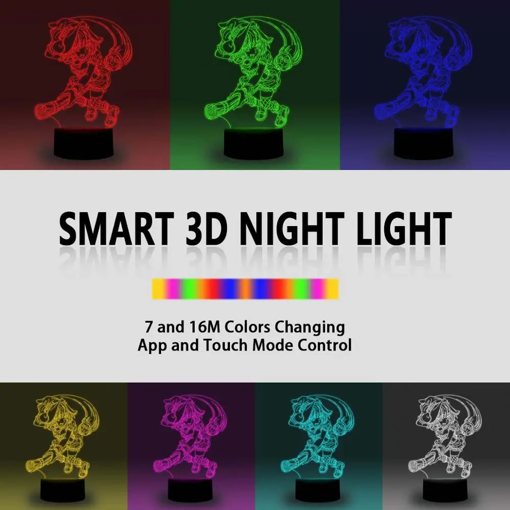 NiteApps 3D Mahou Shoujo волшебная девушка ночник настольная иллюзия Лампа подарок на день рождения приложение/сенсорное управление