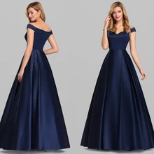 Вечернее платье трапециевидной формы темно-синие платья с открытыми плечами с v-образным вырезом Длинные вечерние платья длиной до пола