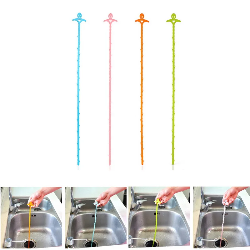 1 шт. пластиковый крючок для кухни, ванной, раковины, трубы для очистки слива, трубопровод, удаление волос, душ, туалет, канализация, забивается 51 см, длинная линия
