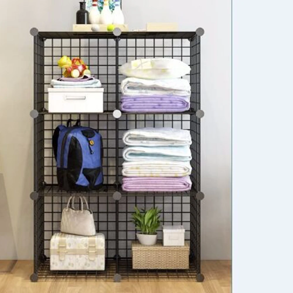 

Hot New 3 Layer Steel Wire Mesh Cube Living Room Storage Rack Bathroom Kitchen Storage Rack Black Organizing Bookrack Holder