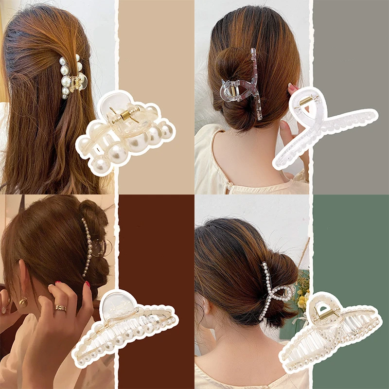 

Fashion Pearl Hairpin Women Girls Wash Face Make-up Hair Bands Temperament Retro Geometry Beautiful Female Hair Accessories
